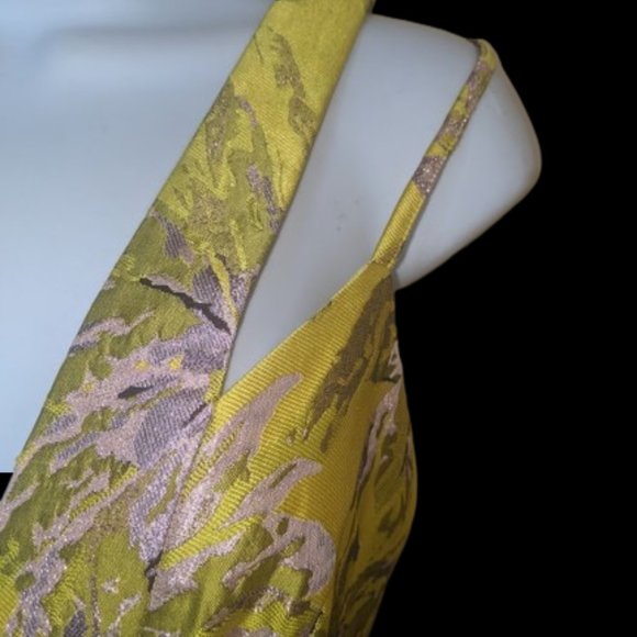 Spectacular Yellow Black Silver  A-Line, Fit & Flare Party Dress Size 0  NEW NWT - Picture 5 of 6